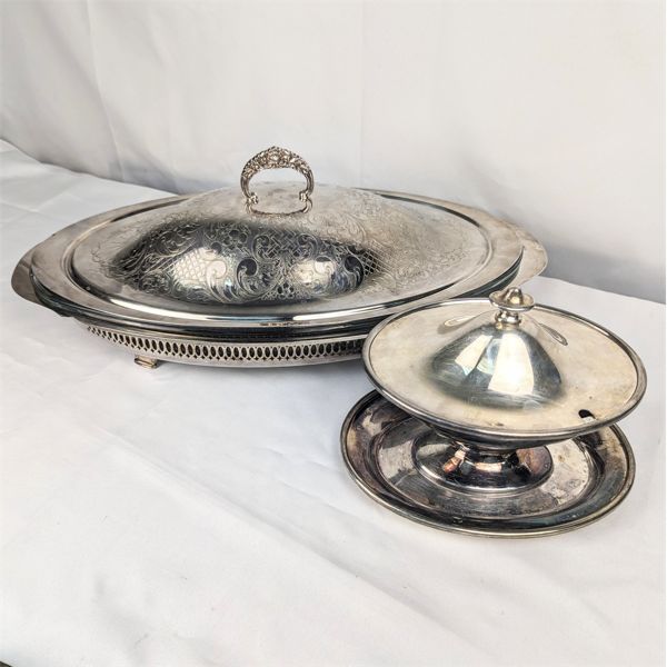 Set of 2 Silver Plated Serving Dishes