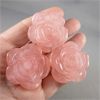 Image 2 : Set of 3 Rose Quartz Crystal Flowers 1.5"