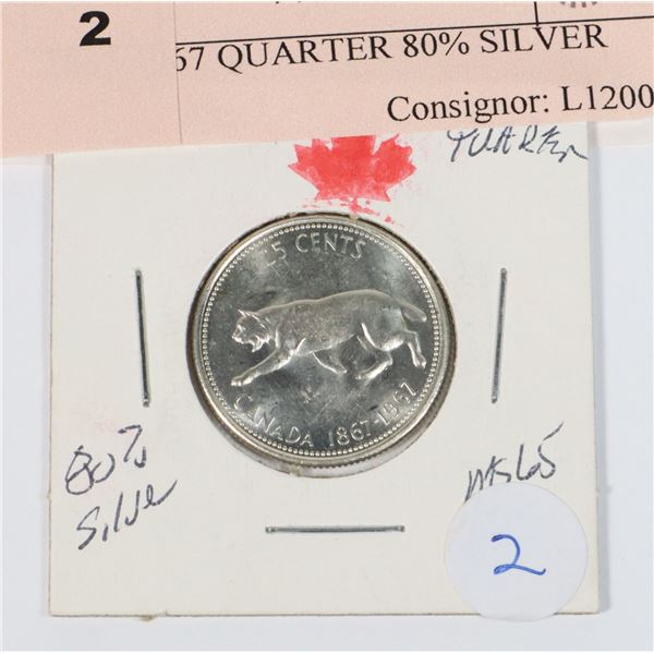 1867-1967 QUARTER 80% SILVER