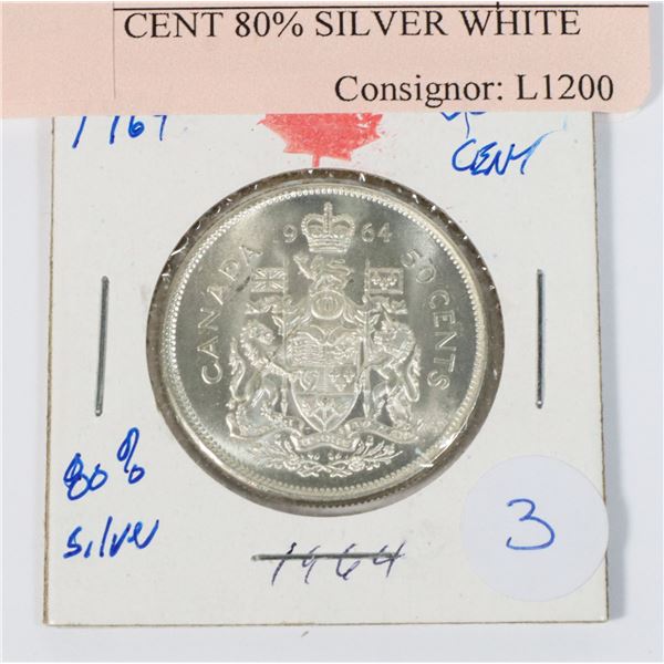 1964 50 CENT 80% SILVER WHITE