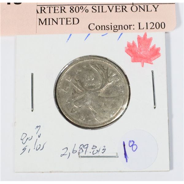 1937 QUARTER 80% SILVER ONLY 2,689,213 MINTED