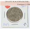 1943 50 CENT W,W,II 80% SILVER, MANY HAVE BEEN TURNED IN TO FINANCIAL INSTITUTIONS AND MELTED