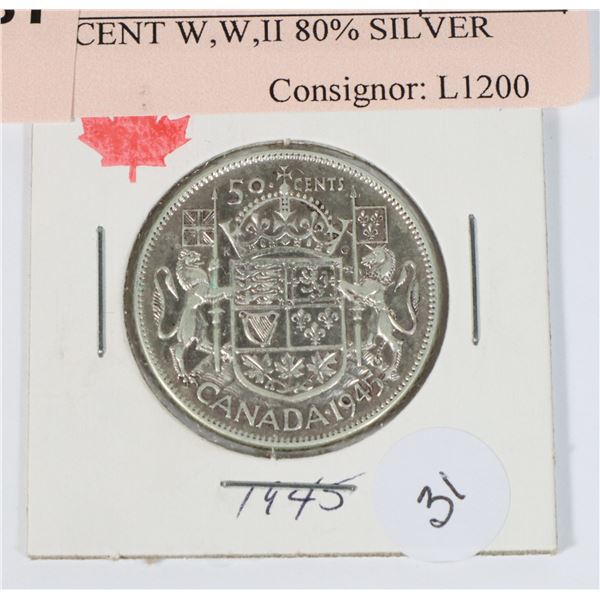 1945 50 CENT W,W,II 80% SILVER