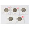 Image 1 : 5 SILVER QUARTERS 1940, 1941, 1942, 1943 & 1949