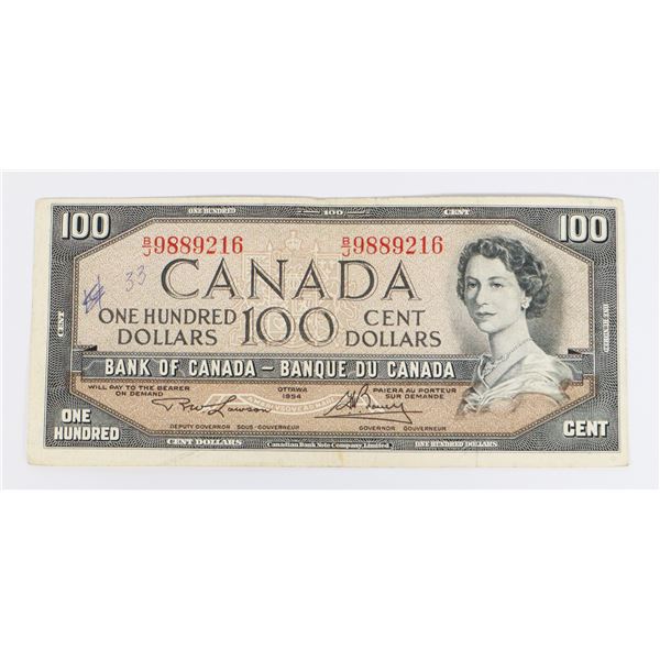 1954 CANADIAN 100 DOLLAR BANK NOTE