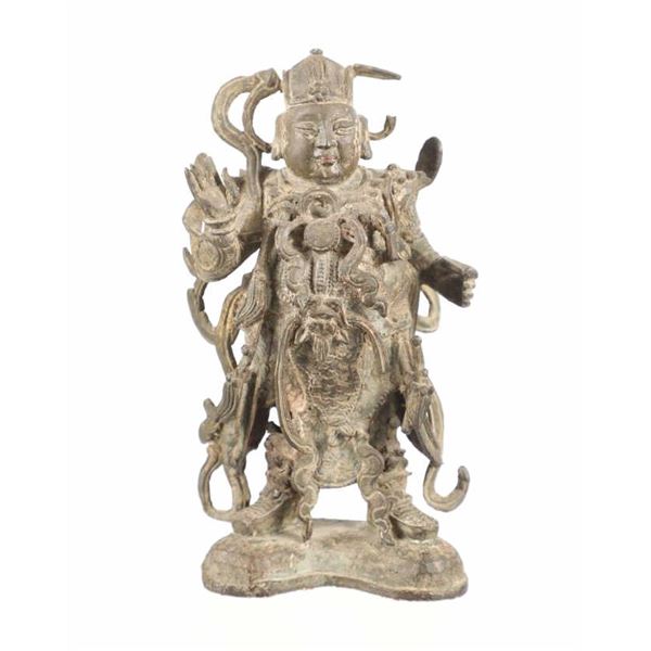 C. 1800- Feng Shui Wei Gilt Tuo Skanda Bronze