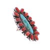 Image 1 : Navajo Nosini Turquoise & Red Branch Coral Ring