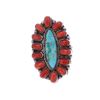 Image 2 : Navajo Nosini Turquoise & Red Branch Coral Ring