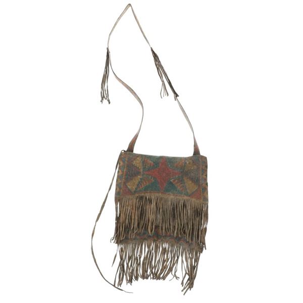 19th C. Great Lakes Painted Parfleche Shoulder Bag