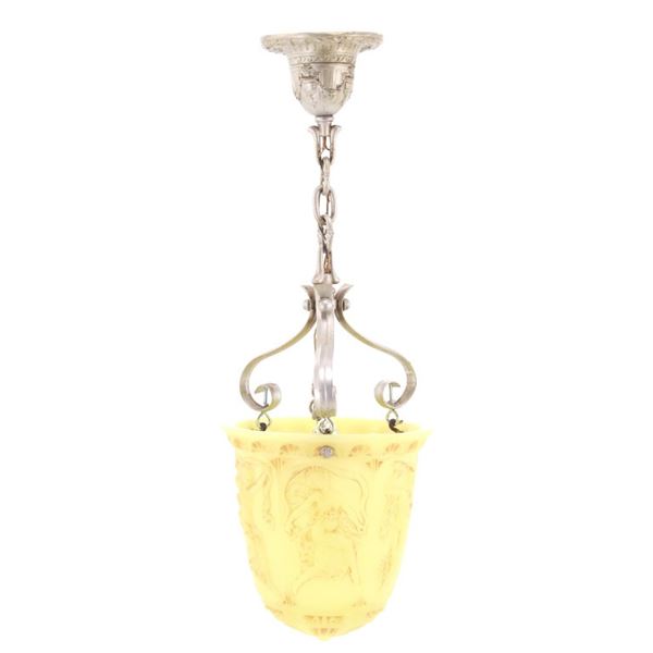 Large Uranium Glass Hanging Light 19th Century