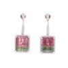 Image 1 : Watermelon Tourmaline VS Diamond 14k Gold Earrings