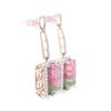 Image 5 : Watermelon Tourmaline VS Diamond 14k Gold Earrings