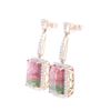 Image 7 : Watermelon Tourmaline VS Diamond 14k Gold Earrings
