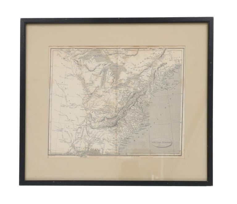 Framed Engraved Map of Eastern US by E. Jones 1805