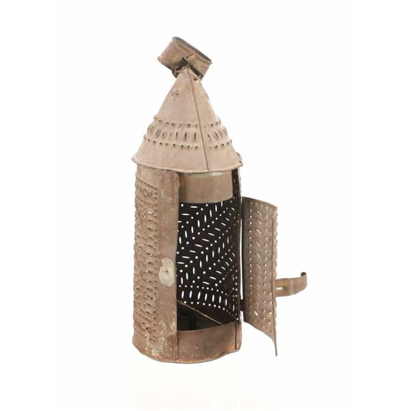 Pierced-Tin Candle Lantern, Circa 1840