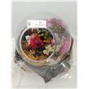 Image 4 : Floral Arrangement In Fish Bowl, 2 Gel Candles With Holder & Floral Art