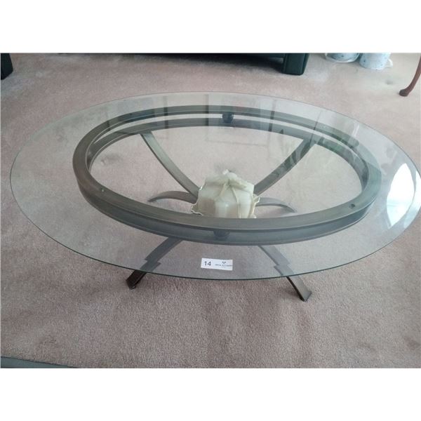 Glass Coffee Table 45Wx30Dx16H With Snowflake Candle Decor
