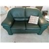 Image 1 : Forest Green Leather Couch From Finesse Furniture 61Wx34Dx32H