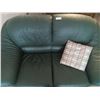 Image 3 : Forest Green Leather Couch From Finesse Furniture 61Wx34Dx32H