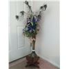 Image 1 : Peacock Feather Flower Arrangement & Hand Carved Wood Traditional Religious Book Stand