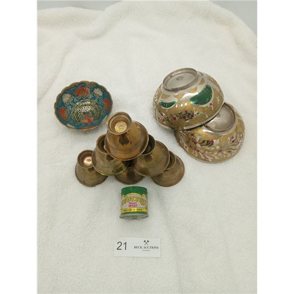 Brass Cups - Made In India, Hand Painted Bowls & Peacock Bowl