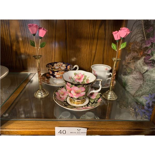 3 Saucers & Plates - Royal Albert, Fine Porcelain & Antique Flower Pens Center Pieces