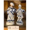 Image 2 : Victorian Porcelain Figurines With Blue & White Glaze