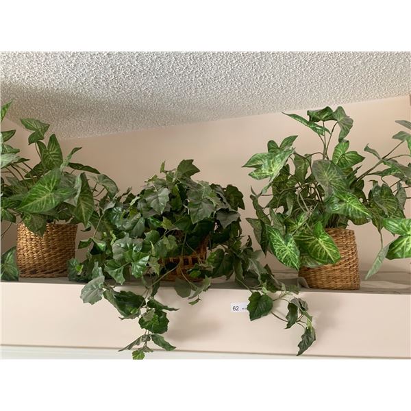 3 Silk Decorative Plants In Baskets