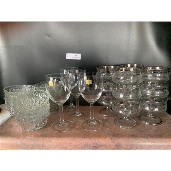 Assorted Parfait Cups, Side Dishes & Luminarc Wine Glasses From France