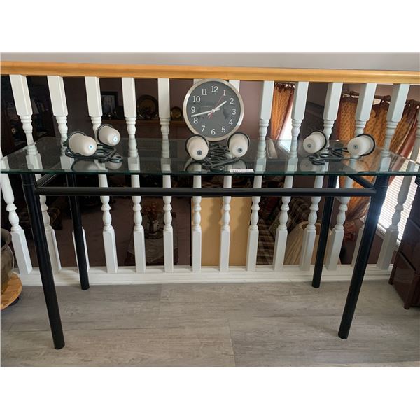 Glass Entrance Table 50Wx18Dx26H, Candle Decor & Basic Clock