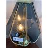 Image 2 : Brass & Tinted Vintage Glass Touch Lamp