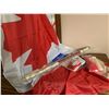 Image 1 : Assorted Banners, Flags, Pool Cue, & Kelloggs Collectible Alarm Clock