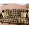 Image 2 : Mid Century Modern Checkered 3 Seater Couch - Oak Base & Pillows  77Wx33Dx33H