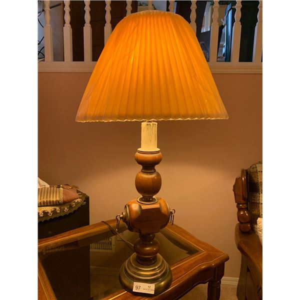50 Years Plus - Beautiful Solid Oak & Brass Lamp 35H
