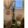 Image 1 : Brass Fireplace Accessories & Floral Arrangements With Vases