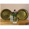 Image 1 : 2 Decorative Traditional Brass Plates With Candle & Glass Bell