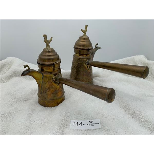 2 Middle Eastern Brass Antique Tea Pots