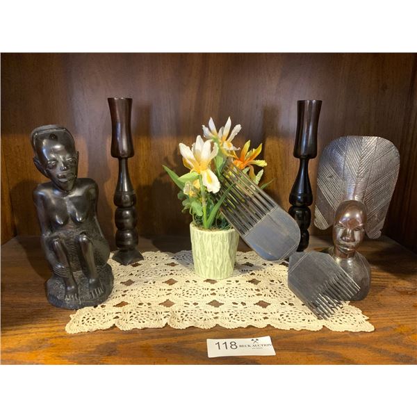 African Statues, Wooden Candles Sticks, Floral Decor & More