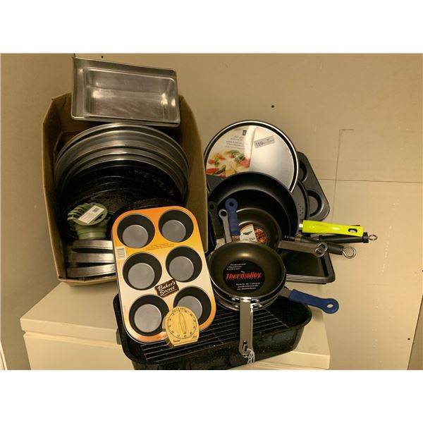 Brand New & Used Assortment Of Frying Pans, Baking Trays, Pizza Pans, Muffin Trays, WOK & More