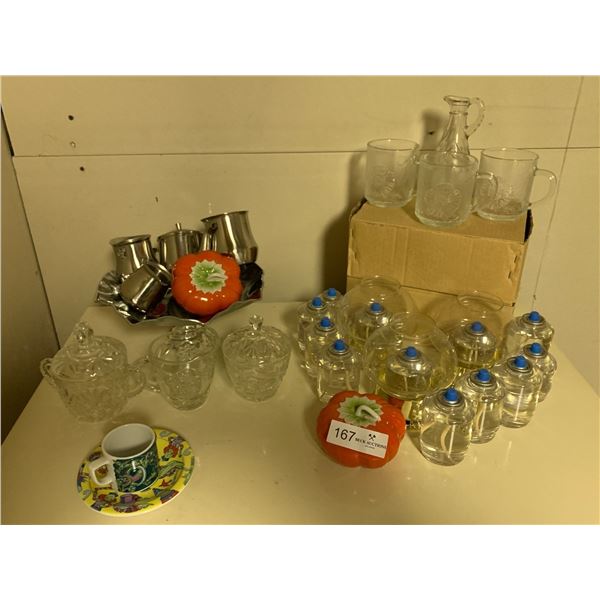 Assortment Of Kitchen Dinnerware, 3 Liquid Candles & Refills