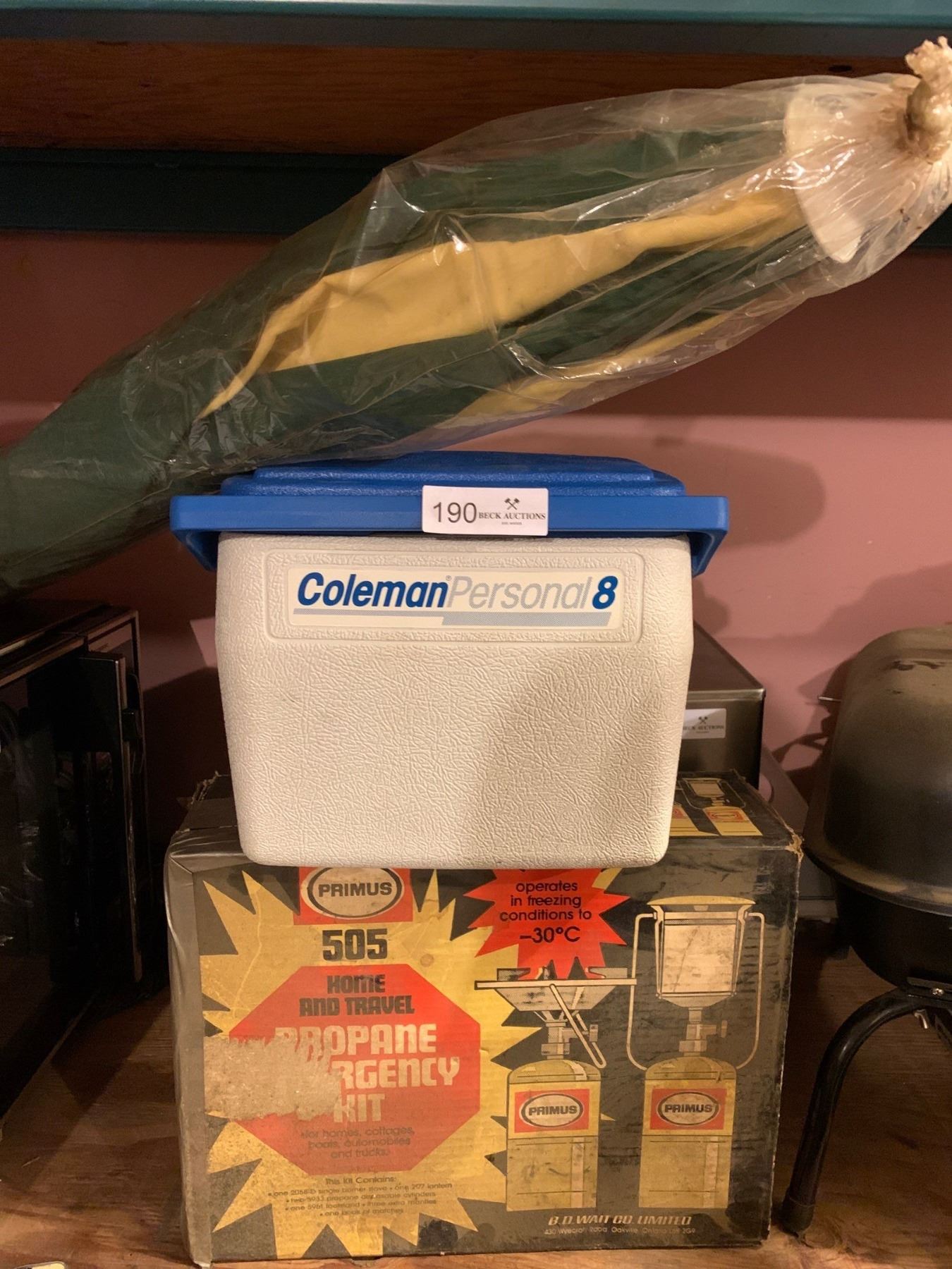 Coleman Cooler, Igloo Cooler, Propane Burner & Lantern & Umbrella