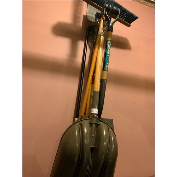 Assorted Shovels, Brooms, Ice Scrapper & More