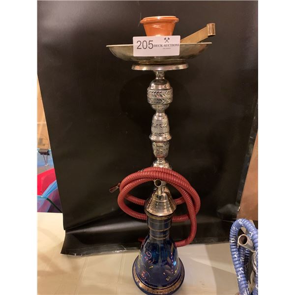 Silver Etched With Blue Base Hookah