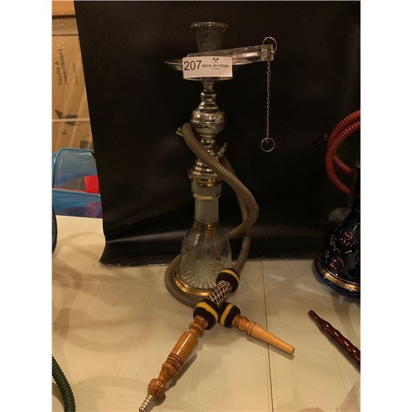 Clear With Frosted Top & Silver Hookah