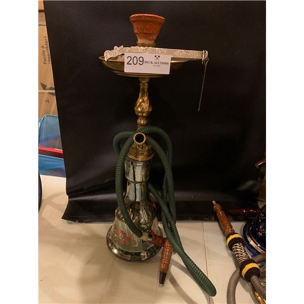 Brass With Handpainted Floral Design Hookah