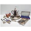 Image 1 : Assorted Silver Plated Serveware, Utensils, Bells
