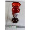 Image 1 : Ruby Red Vase with Enamel Floral Decoration