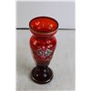 Image 2 : Ruby Red Vase with Enamel Floral Decoration