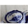 Image 2 : Flow Blue Sugar Holder - Chipped on Top, and Plate - Has Chips