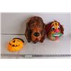 Image 1 : (3) Plastic Masks - Pumpkin, Dog, Clown
